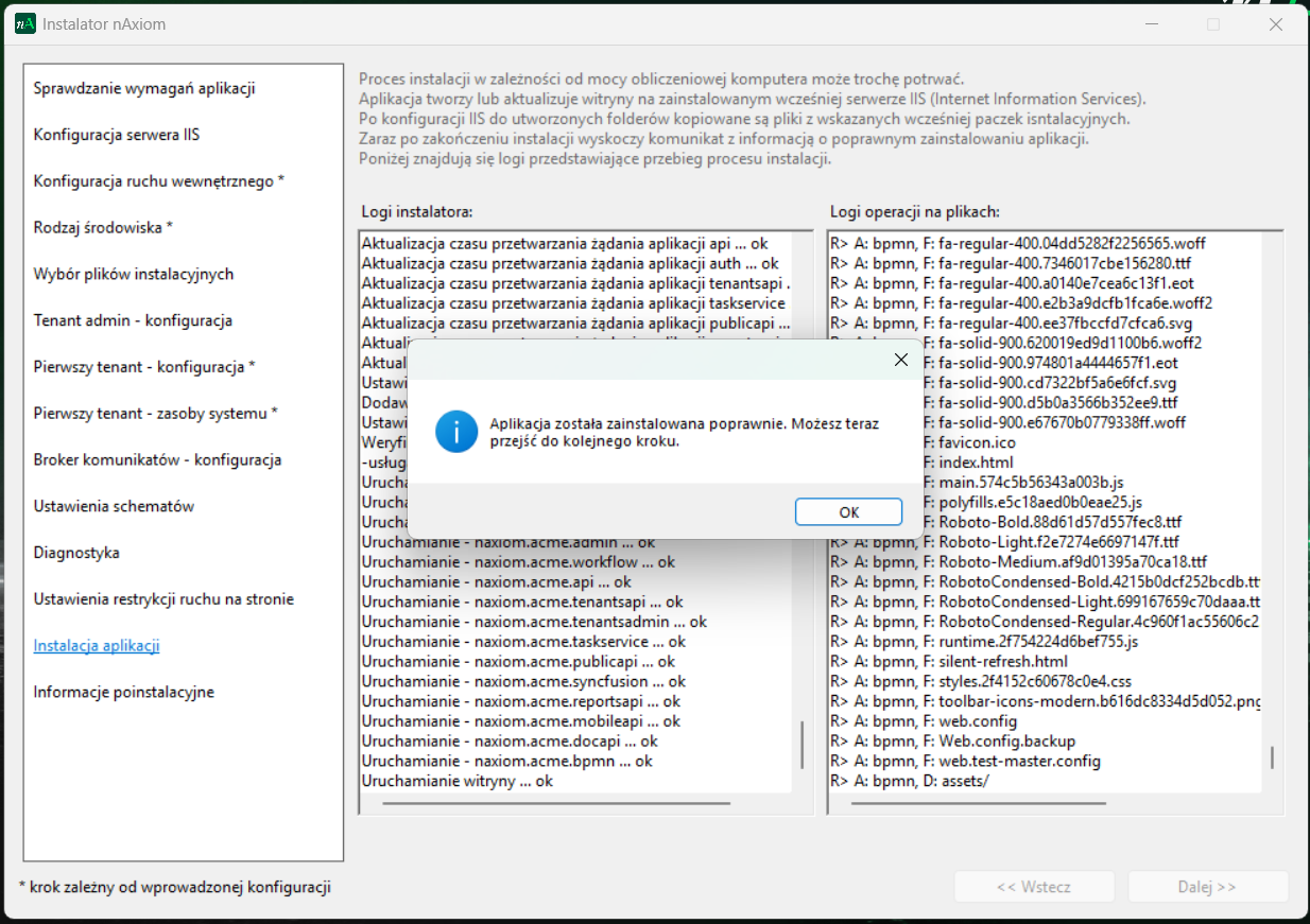 Pomyślna instalacja platformy nAxiom
