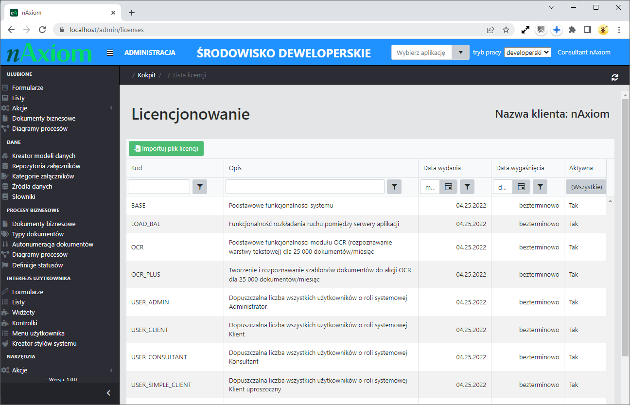 Aktywna licencja
