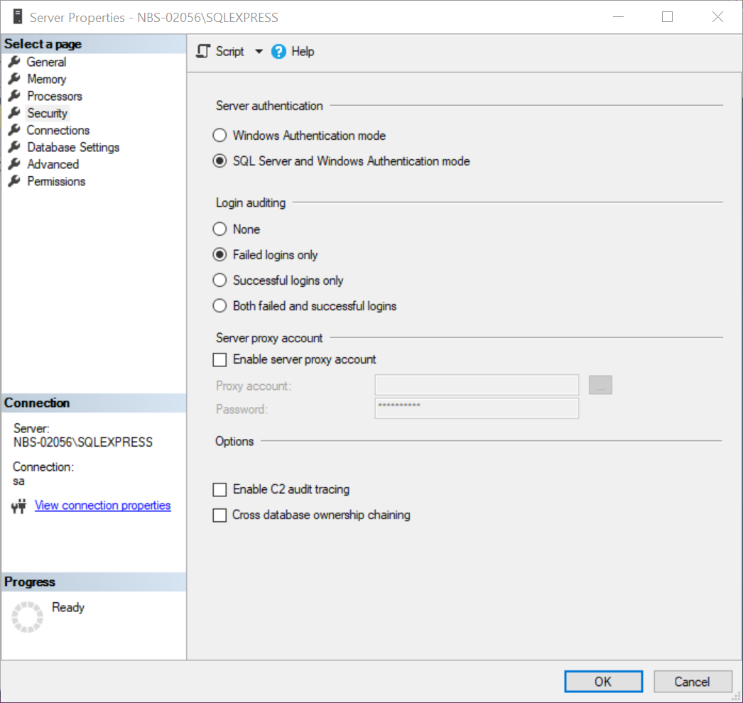 Tryb uwierzytelniania na serwerze SQL Server