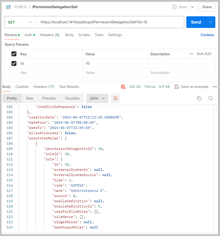 Endpoint /PermisionDelegation/Get