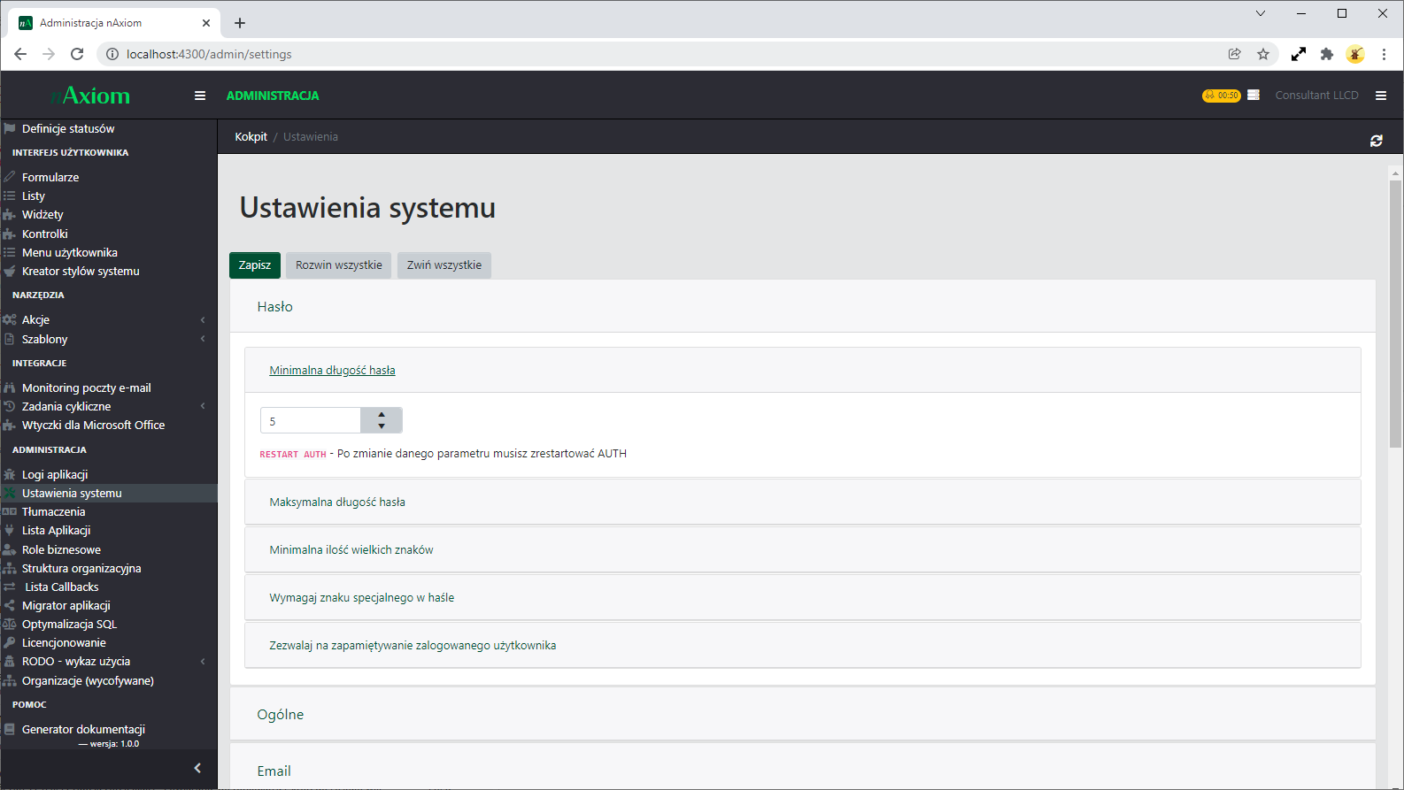 Ustawienia systemu