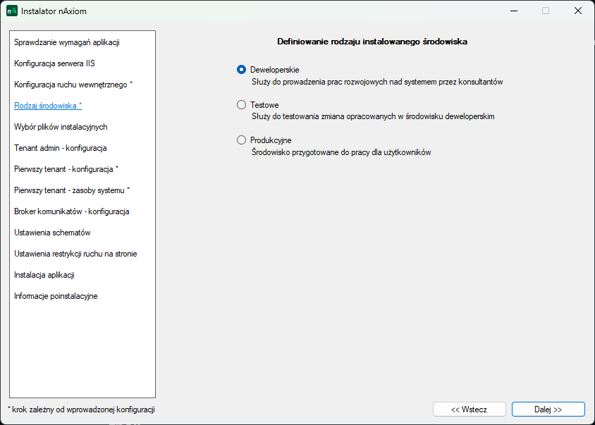Wybór rodzaju środowiska