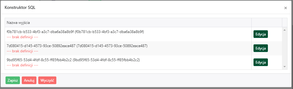 Okno <code>Konstruktor SQL</code>