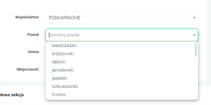 Filtrowanie wartości na liście rozwijanej