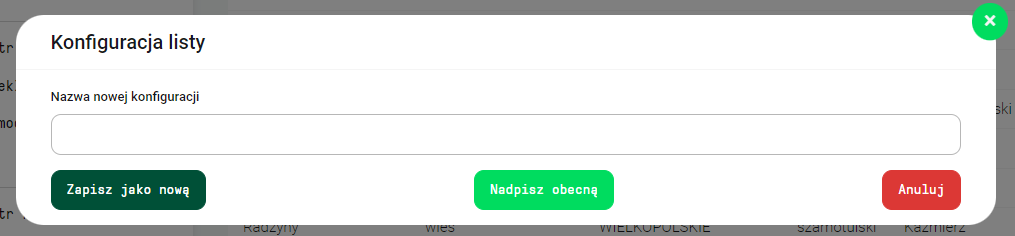 Konfiguracja listy
