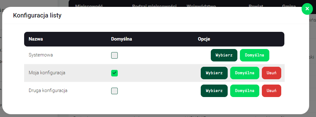 Konfiguracja listy