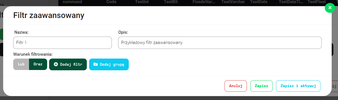 Filtr zaawansowany
