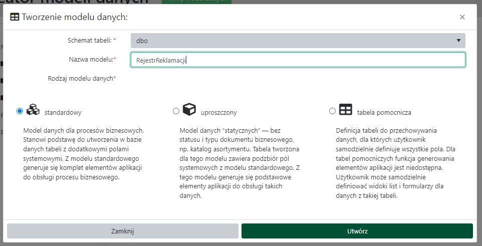 Tworzenie modelu danych