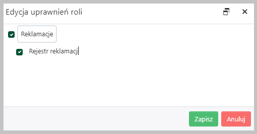 Edycja uprawnień roli