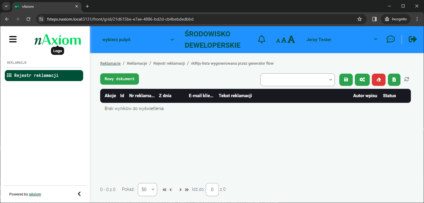 Lista rejestru reklamacji