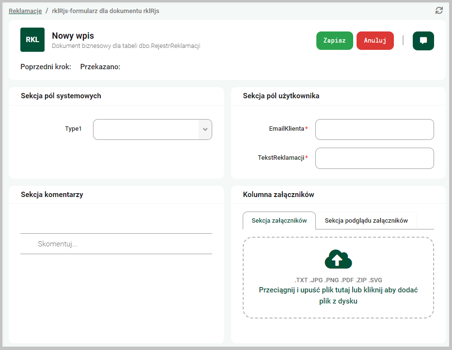 Formularz reklamacji