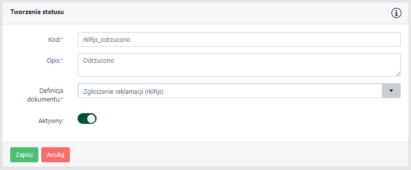 Tworzenie statusu