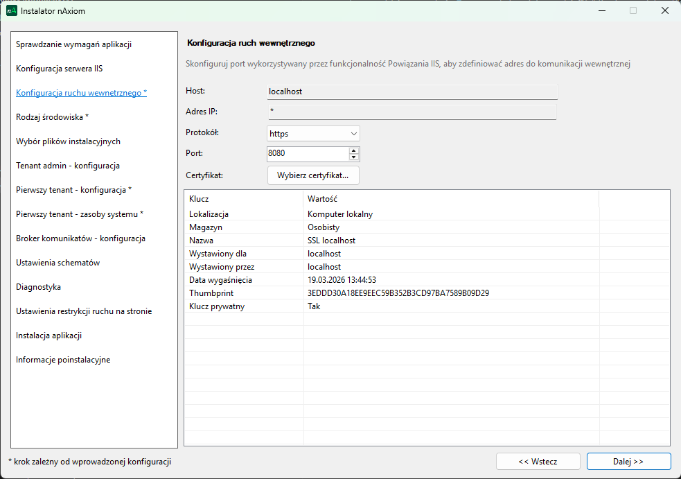 Konfiguracja ruchu wewnętrznego
