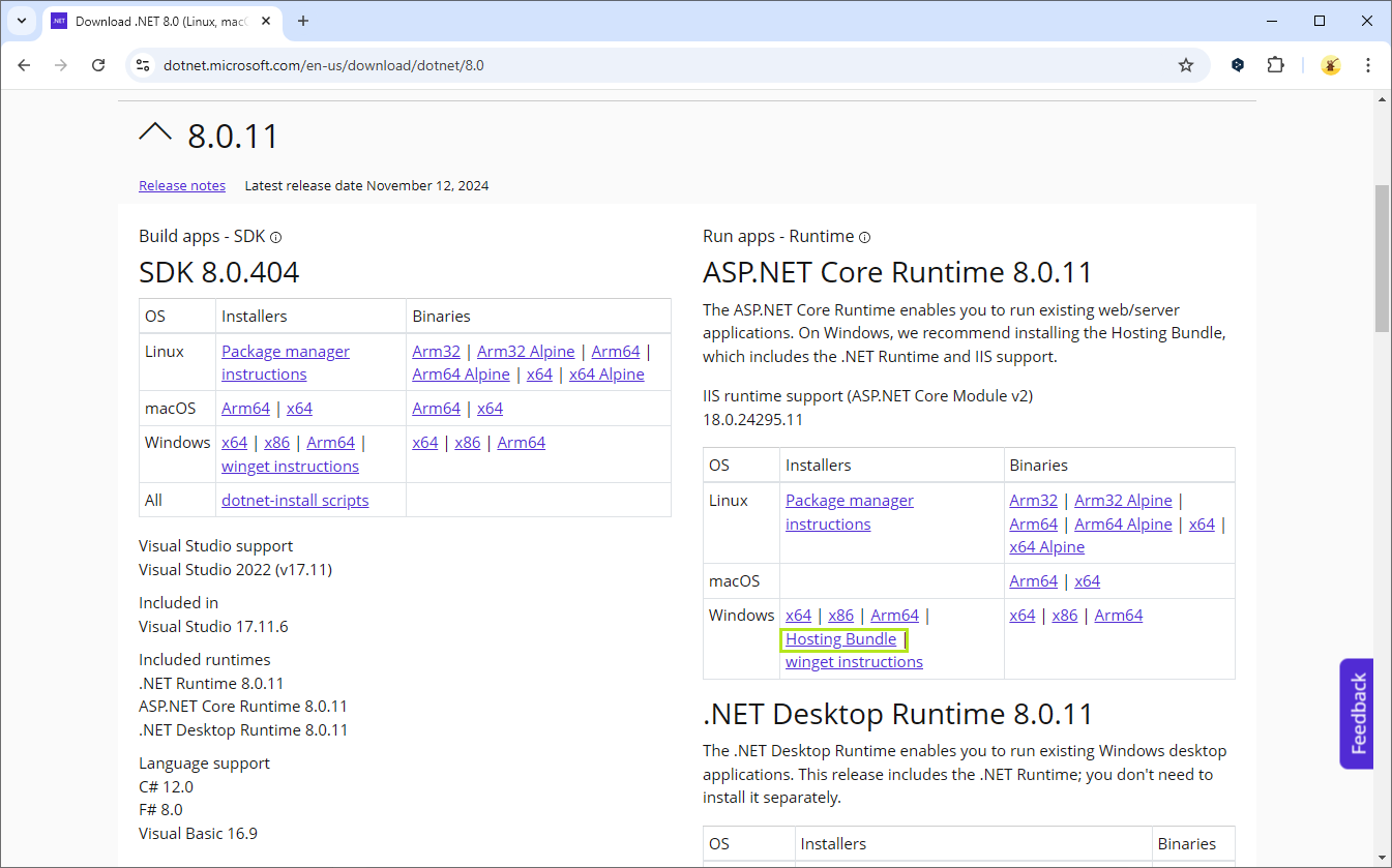 Lokalizacja linku na stronie pobierania