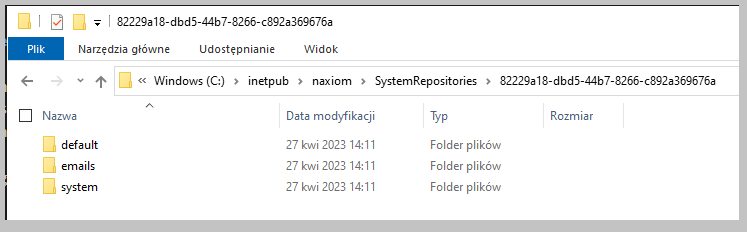 Domyślna struktura folderów dla plików zasobów