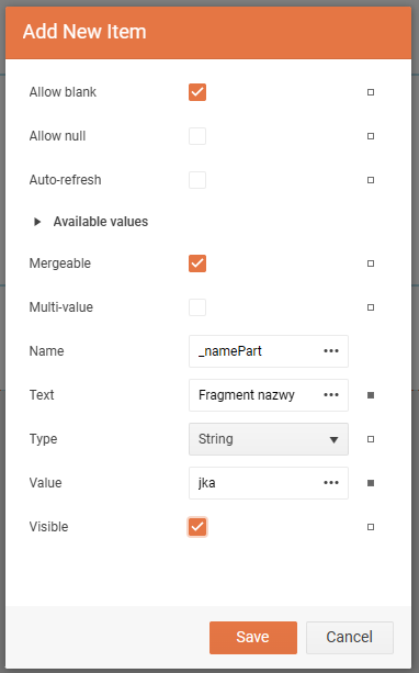 Definiowanie parametru