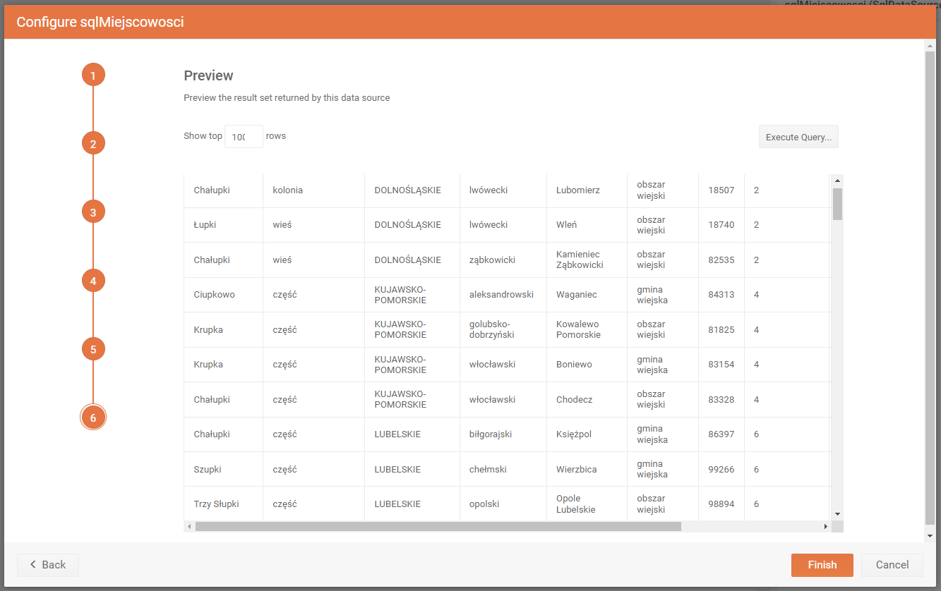 Podgląd danych ze źródła