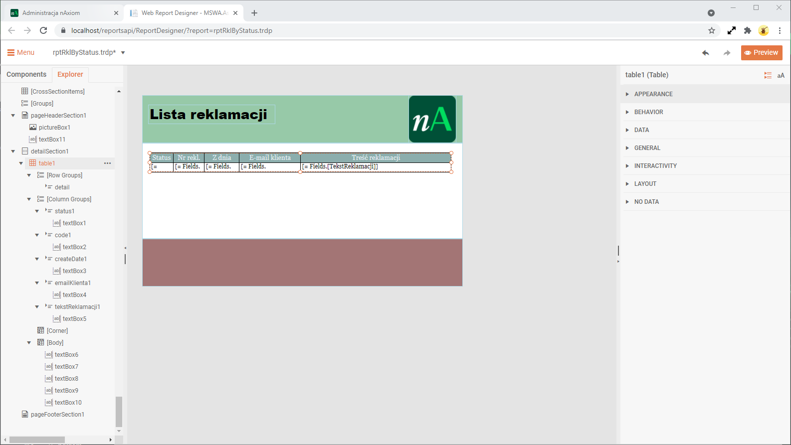 Projekt prostego raportu