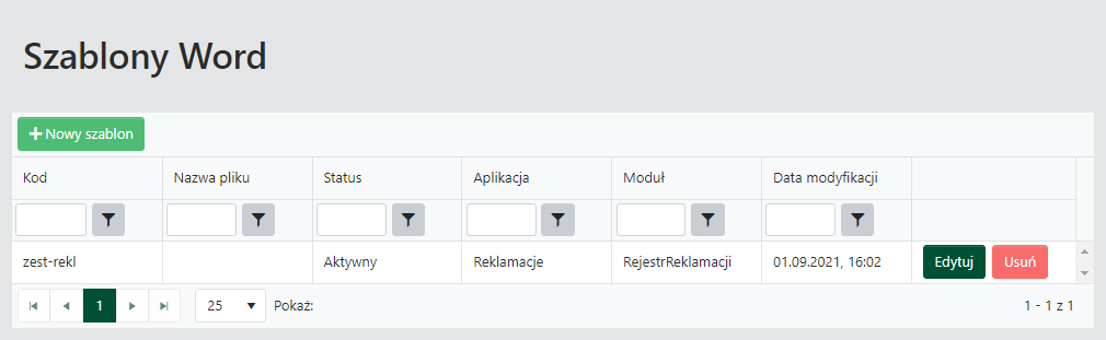 Lista szablonów word