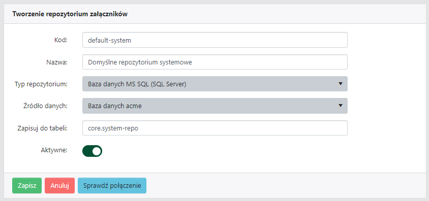 Tworzenie repozytorium załączników