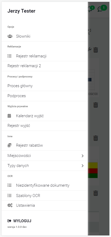 Menu główne witryny nAxiom na urządzeniu mobilnym