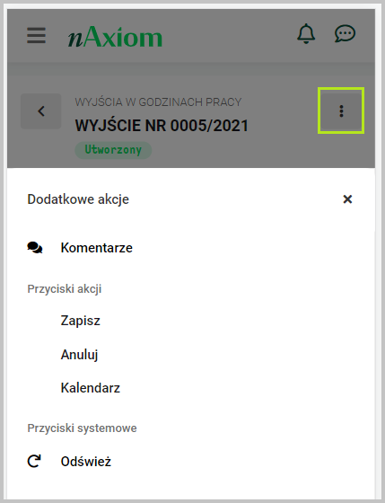 Lista przycisków formularza