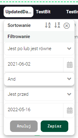 Zaawansowane określanie kryteriów filtrowania
