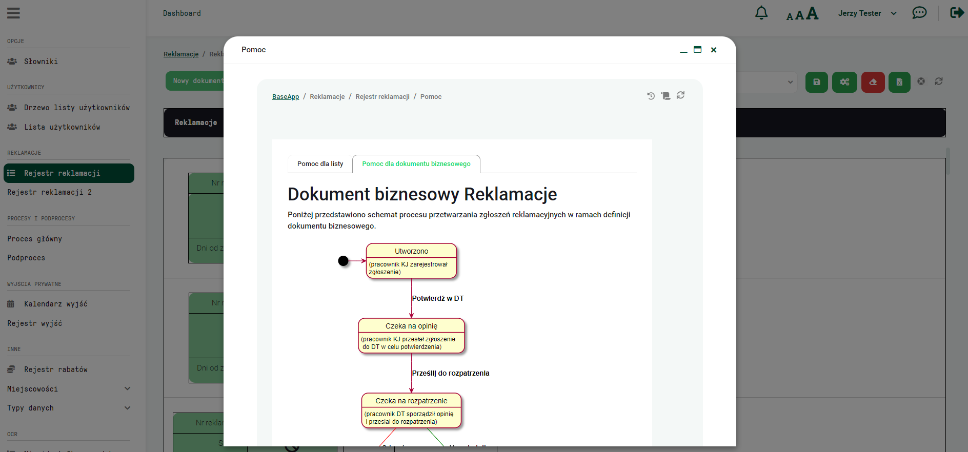 Pomoc dla dokumentu biznesowego