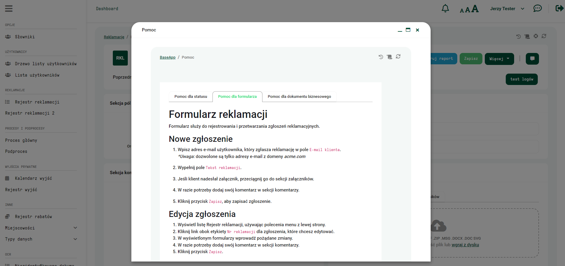 Pomoc dla formularza