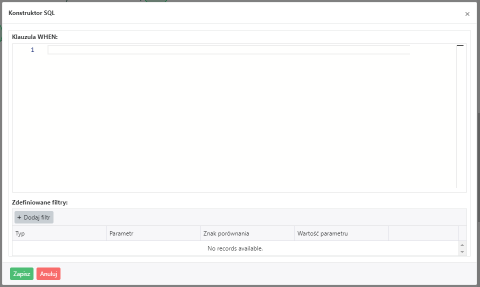 Konstruowanie warunku SQL