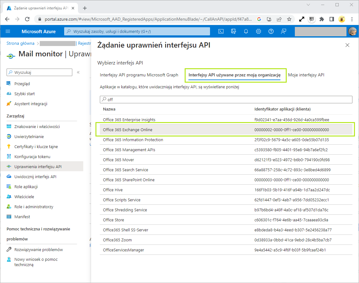 Interfejsy API organizacji