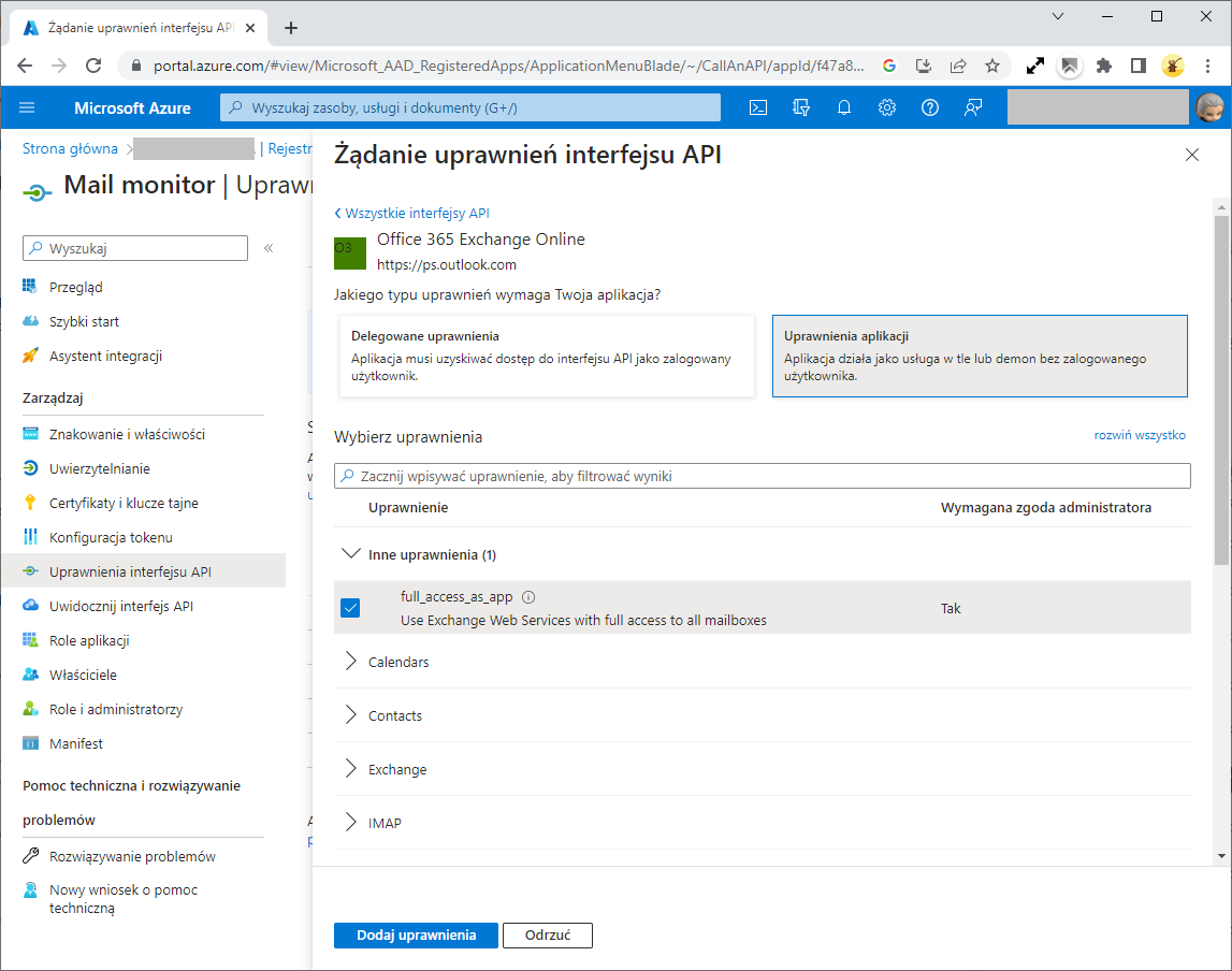 Uprawnienie full_access_as_app