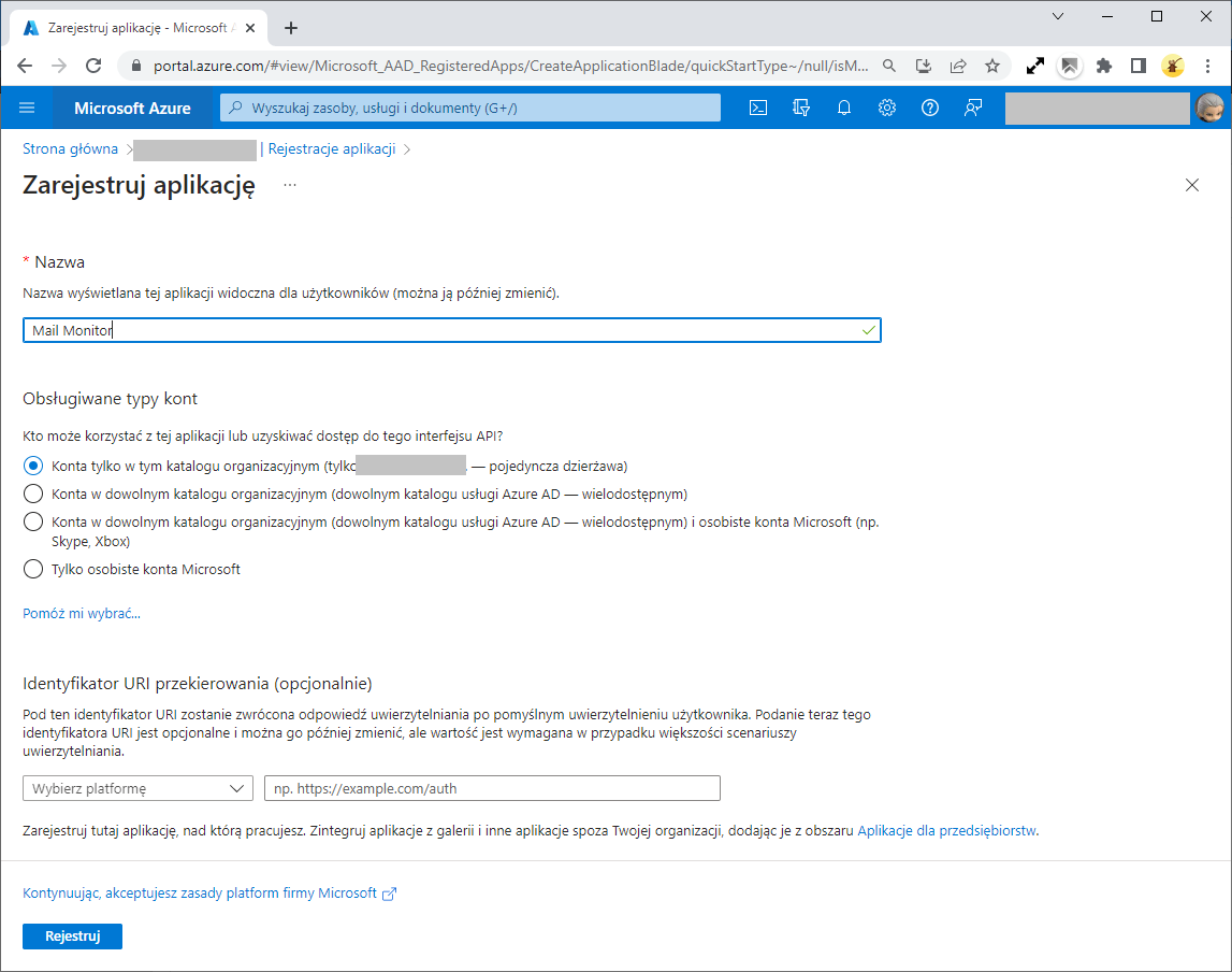 Rejestrowanie aplikacji