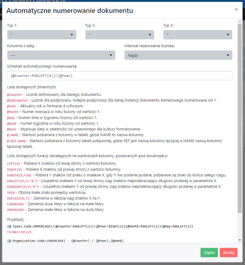 Automatyczne numerowanie dokumentu