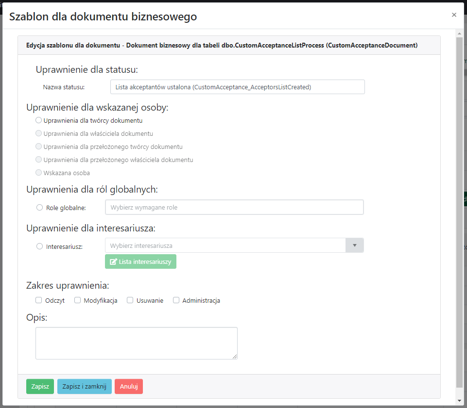 Szablon dla dokumentu biznesowego