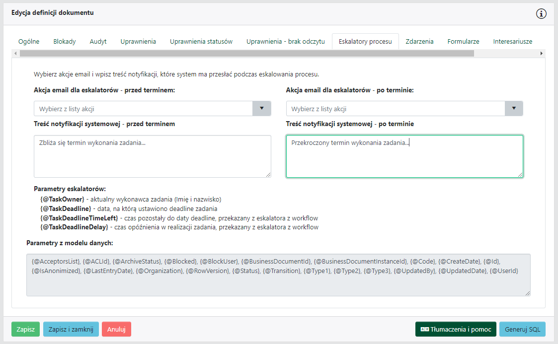 Karta Eskalatory procesu