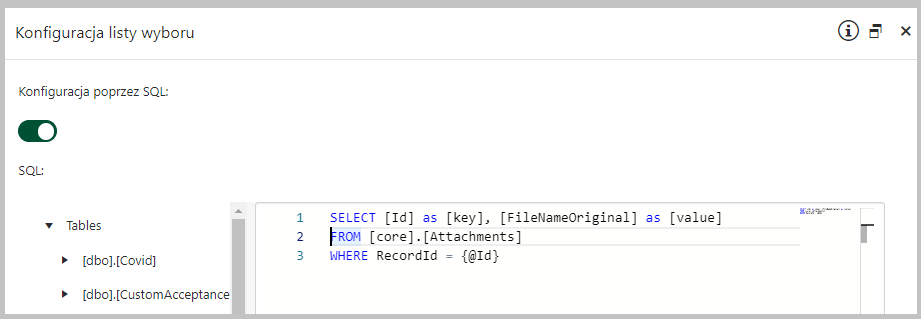 SQL dla listy wyboru