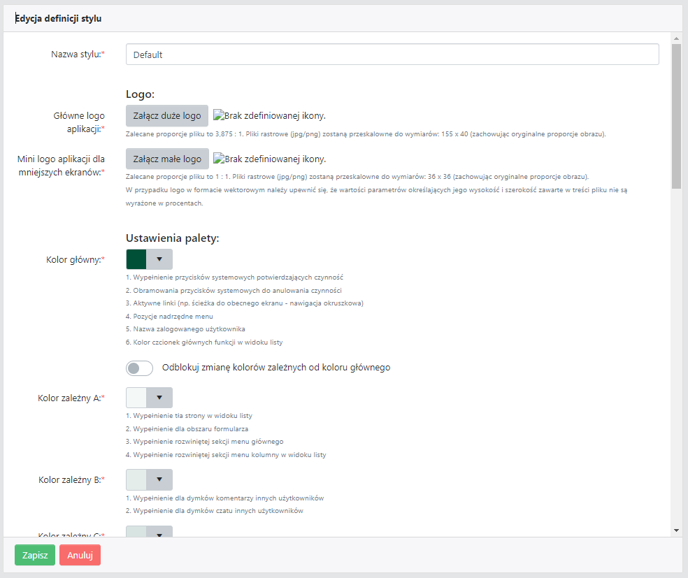 Edycja definicji stylu