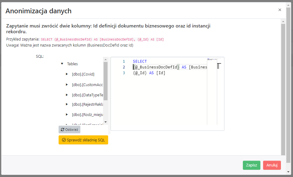 Akcja anonimizacji danych