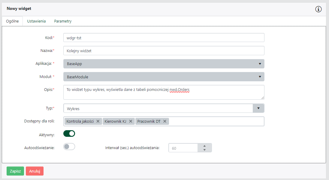 Właściwości widżetu